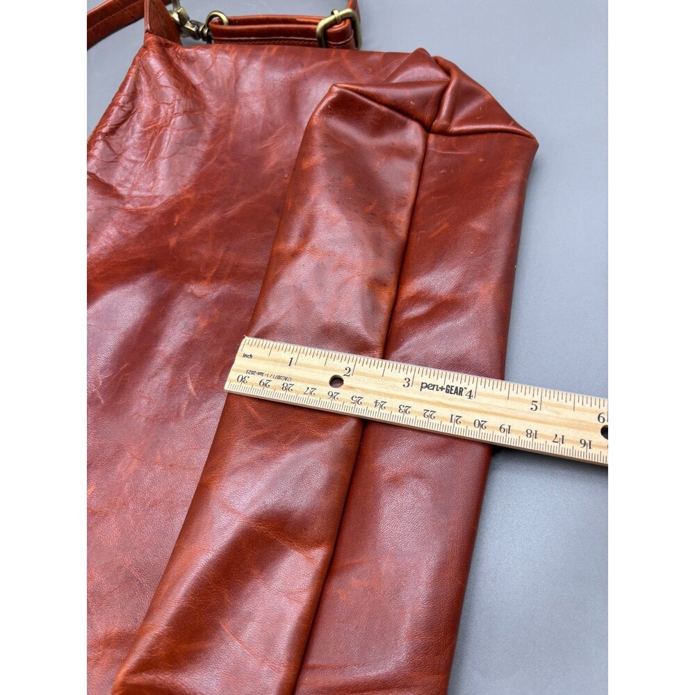JLP Melbourne Genuine Leather Hobo Shoulder Bag Cognac Brown Slouchy Large Zip - Picture 6 of 8